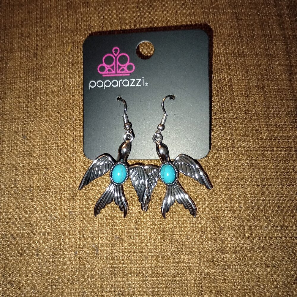 Turquoise Stone Bird Earrings